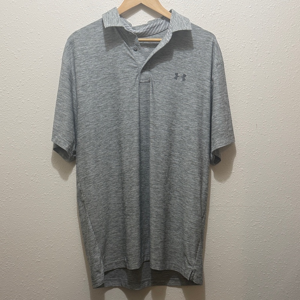 Under Armour Men's Heather Gray Polo Shirt, Size XL
